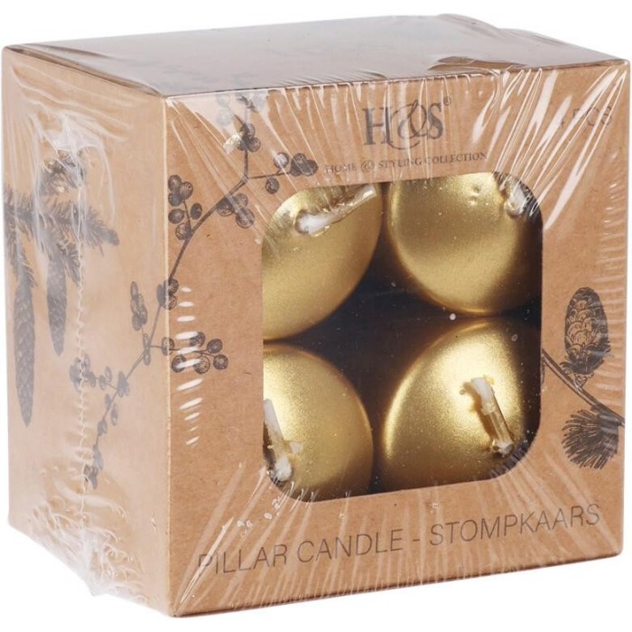 SET 4 CANDELE 4X6CM CHAMPAGNE